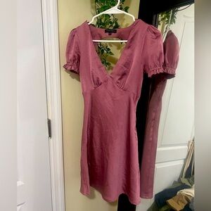 Mauve Satin Backless Dress